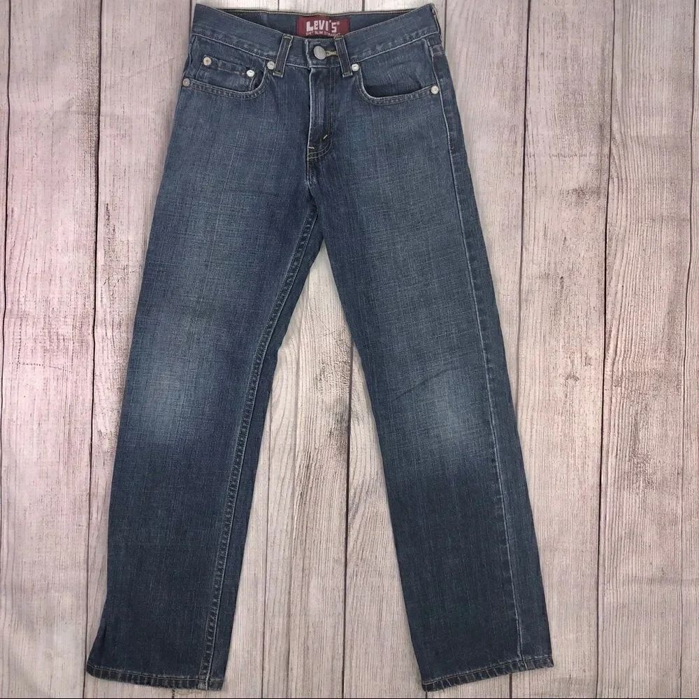 Levi 514 slim straight fit blue jeans big kid youth boys sz 26x26